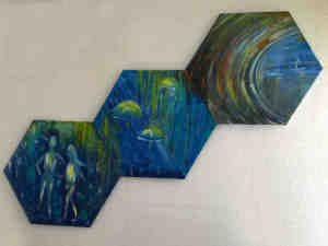 drei Acrylbilder